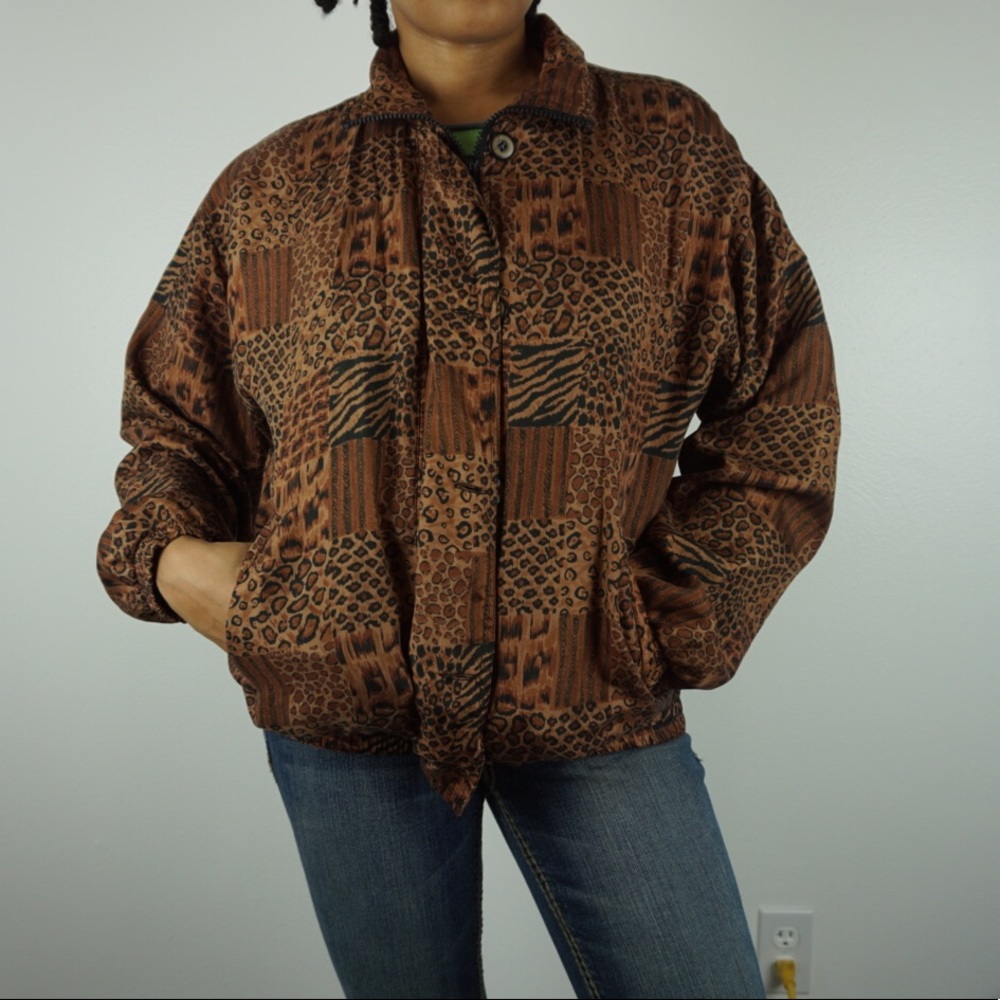 Vintage Animal Print Windbreaker Jacket Size Small